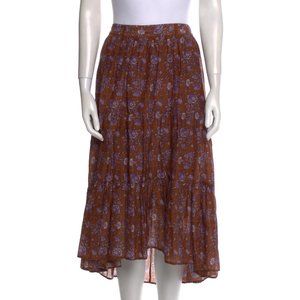 XiRENA midi skirt brown cotton/silk floral